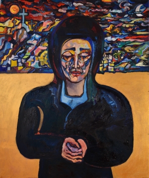 Έ&kappa;&theta;&epsilon;&sigma;&eta; &tau;&eta;&sigmaf; &Mu;&alpha;&rho;&iota;&nu;&alpha;&sigmaf; &Pi;&epsilon;&tau;&rho;&eta; &mu;&epsilon; &tau;&iota;&tau;&lambda;&omicron; "&Sigma;&tau;&alpha;&upsilon;&rho;&omega;&sigma;&omicron;&nu;" &sigma;&tau;&eta;&nu; Art Place-Kyriakos Petalidis gallery